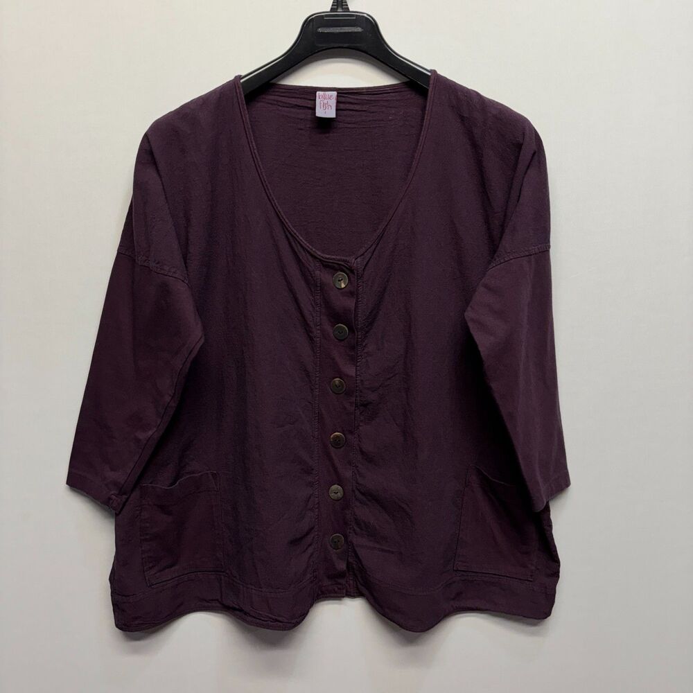 Blue Fish Women 3/4 Sleeve Blouse Cardigan Top Size 1 Cotton C126 -28